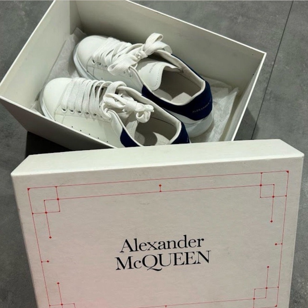 Alexander McQueen White and Blue Sneakers